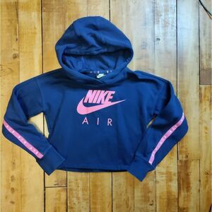 Nike sweatshirt hoodie Medium girls crop navy pink hooded sweatshirt cotton